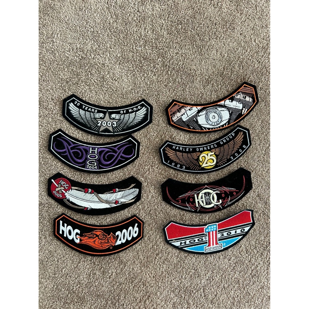 Harley Davidson HOG Rocker Patches Lot 2003-2010 Harley Owners Group 8pc Set